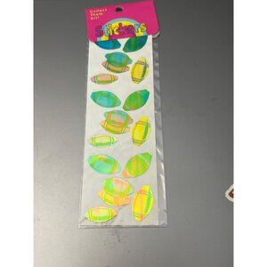 Vintage Stuck on You Holographic Football Stickers 6" Sheet NEW NOS